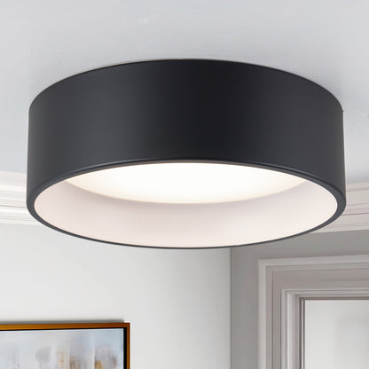 C Cattleya Black and Woodgrain 3CCT Integrated LED Flush Mount Ceiling Light