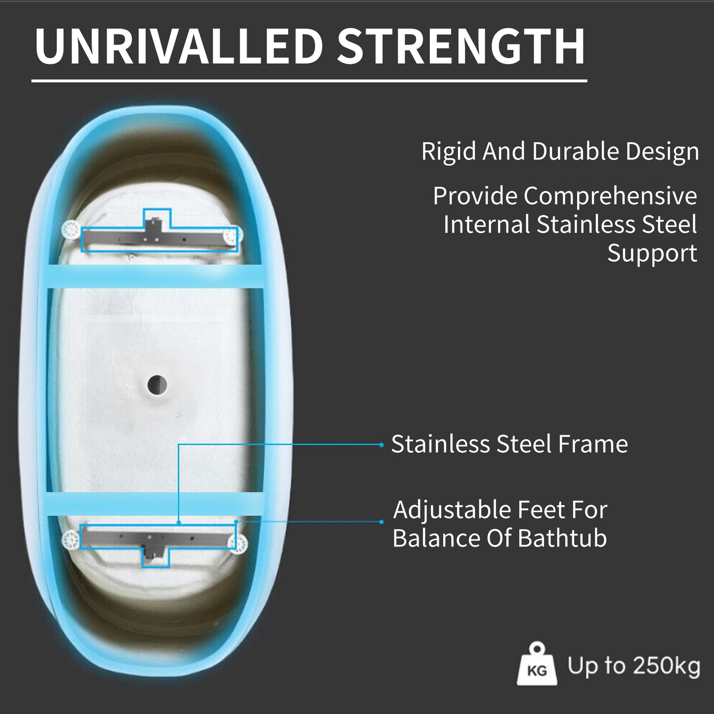 CB HOME 59''/67'' Freestanding Acrylic Soaking Bathtubs, Soaking Tubs Single Side Against The Wall, Left/Right Overflow