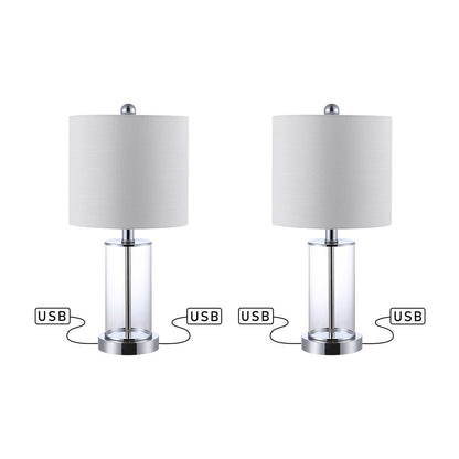 Cabell 21 Glass Modern Contemporary USB Charging LED Table Lamp, Oil Rubbed Bronze (Set of 2) by JONATHAN Y