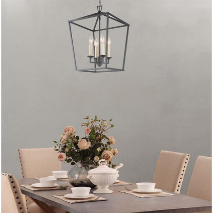 Candle Style Lantern Pendant Stairway or Kitchen Island Open Cage Chandelier - N/A