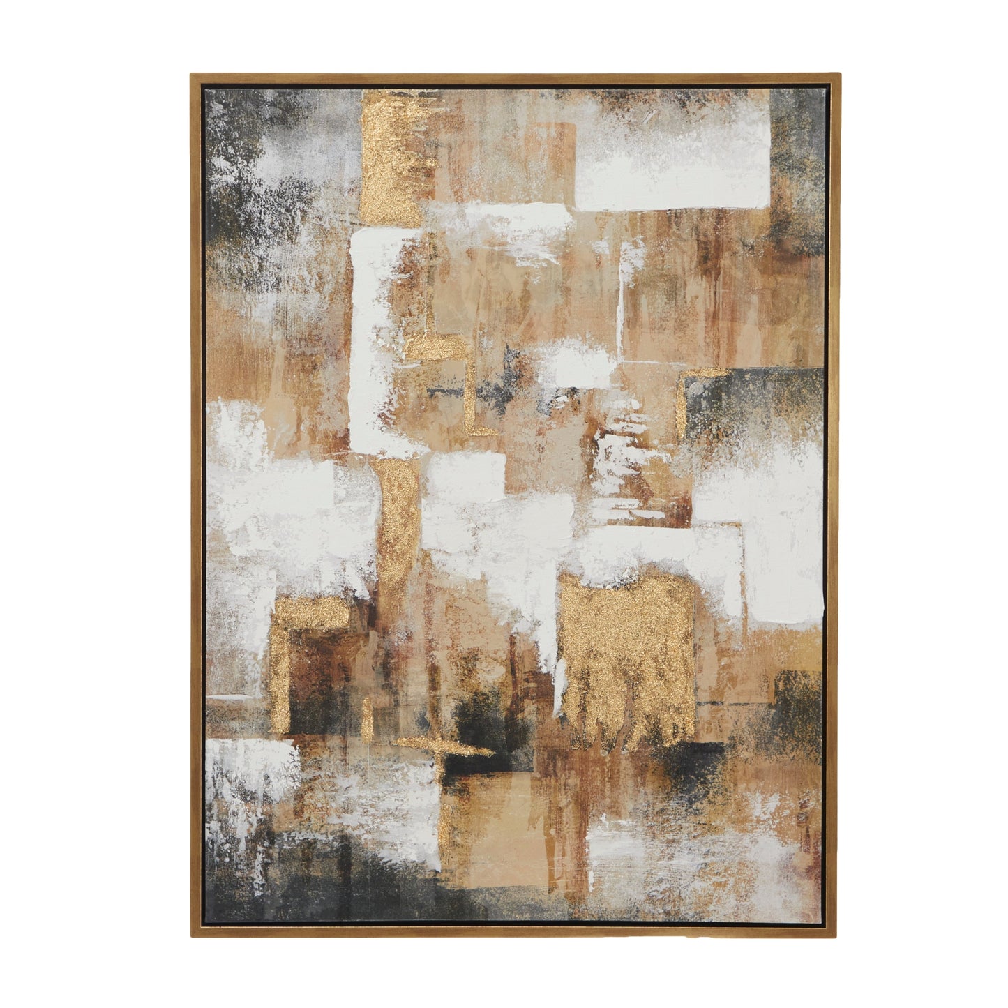 Canvas Abstract Framed Wall Art with Gold Frame - Gold - CosmoLiving by Cosmopolitan