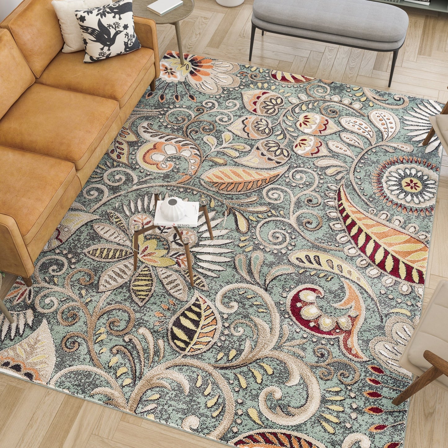 Caprice Mid-Century Modern Floral Indoor Area Rug