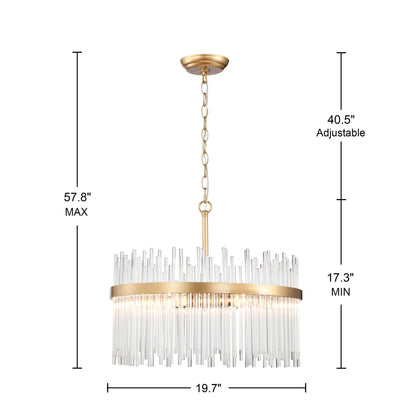 Casandra 5-light Shiny Bronze Chandelier with Clear Glass Bars - Shiny Bronze