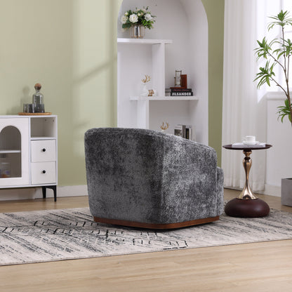 Chenille Swivel Barrel Chair, 360-Degree Comfy Accent Sofa for Living Room, Bedroom, and Study with Removable Cushion