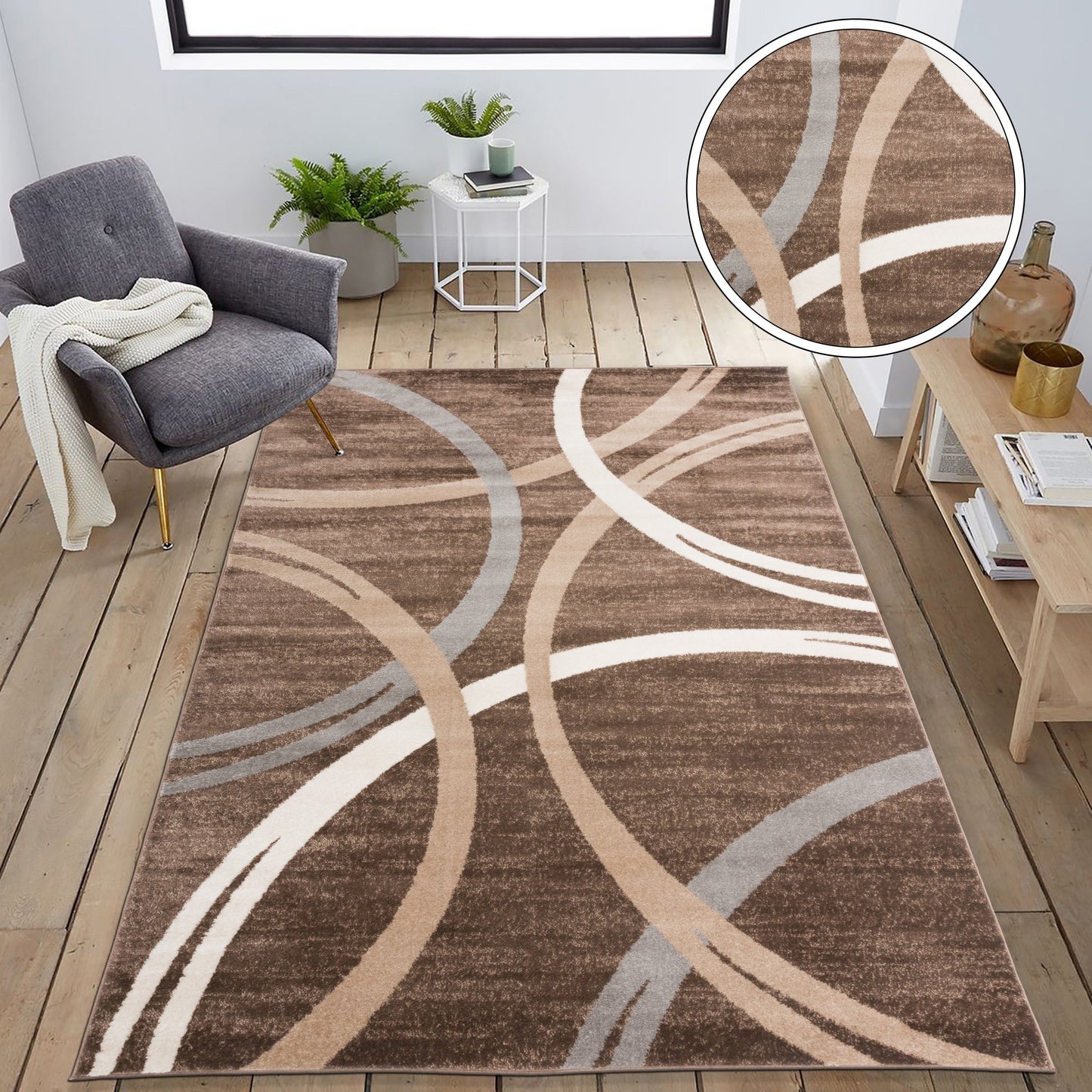 World Rug Gallery Contemporary Abstract Circles Design Area Rug
