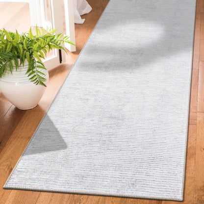Contemporary Distressed Stripe Machine Washable Area Rug