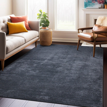 Contemporary Distressed Stripe Machine Washable Area Rug