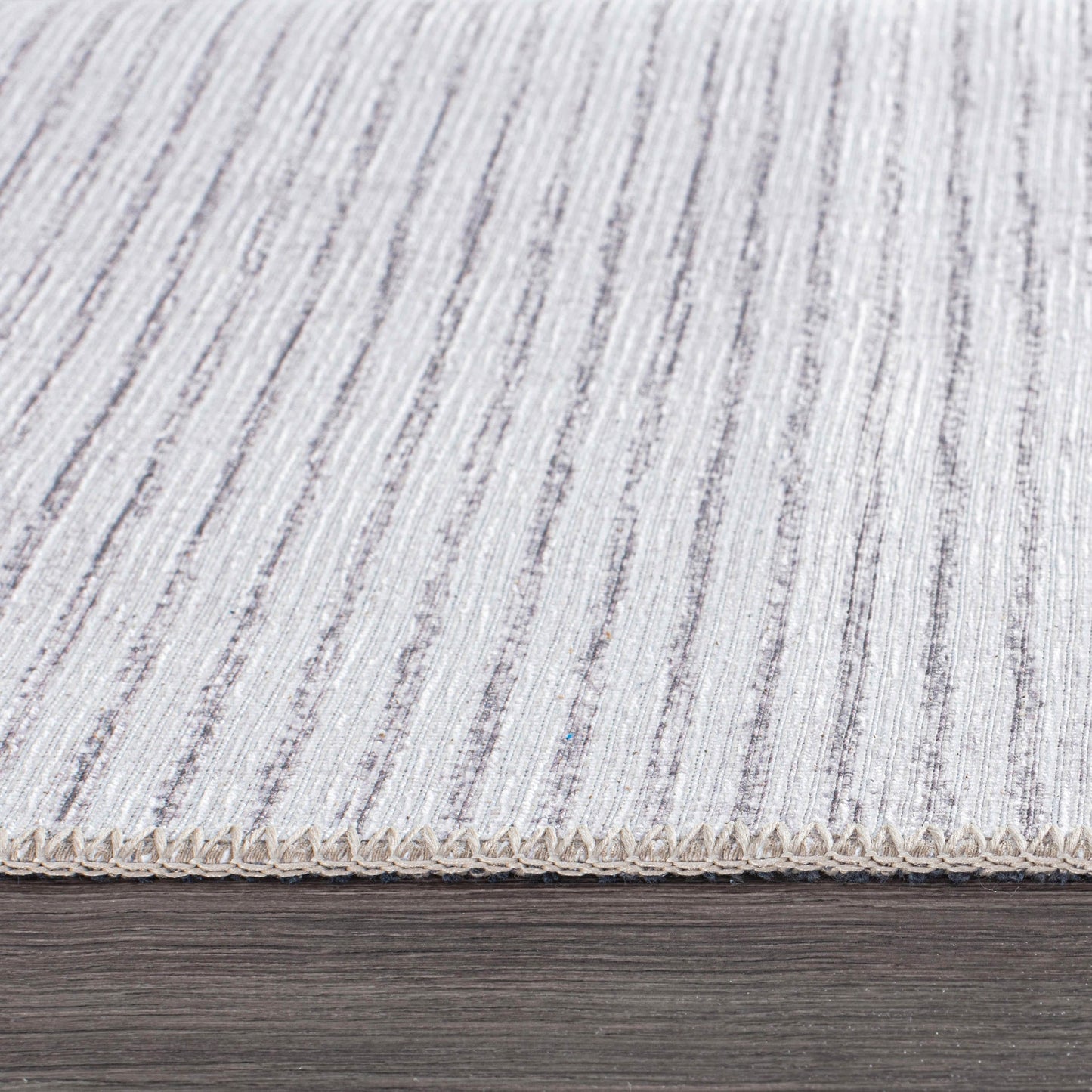 Contemporary Distressed Stripe Machine Washable Area Rug