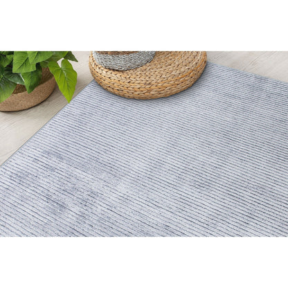 Contemporary Distressed Stripe Machine Washable Area Rug
