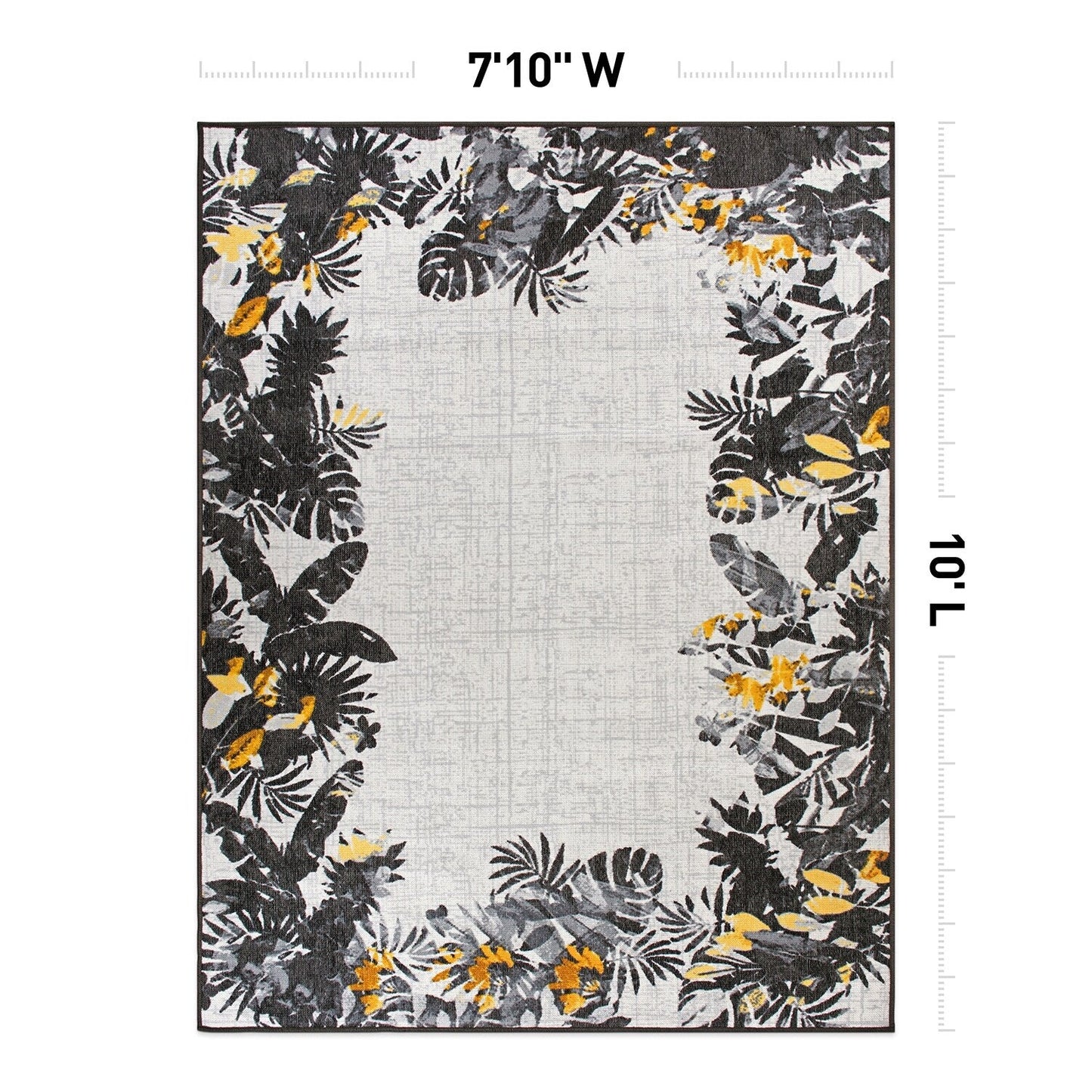 Contemporary Floral Border Indoor/Outdoor Area Rug