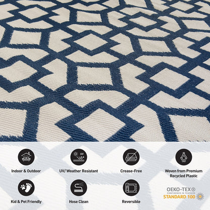 Contemporary Geometric Reversible Plastic Outdoor Rugs
