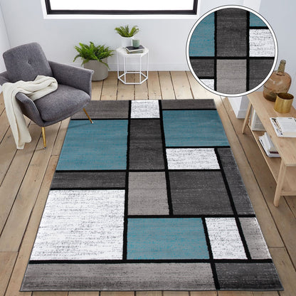 World Rug Gallery Contemporary Modern Boxed Color Block Area Rug