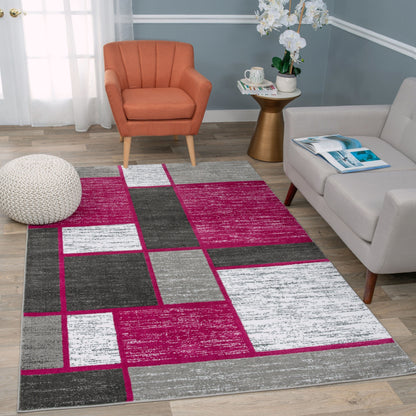 World Rug Gallery Contemporary Modern Boxed Color Block Area Rug