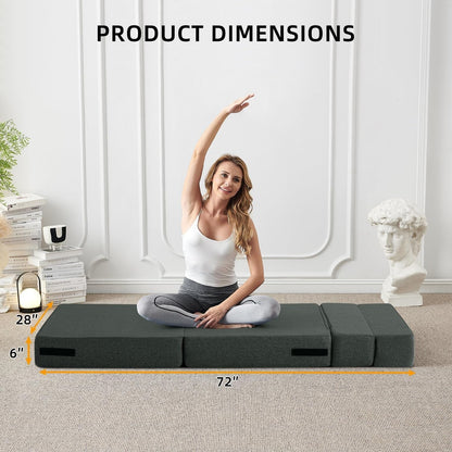 Convertible Folding Sofa Bed - Modern Linen Sleeper Chair with Pillow & Foldable Mattress for Living Room/Dorm/Guest