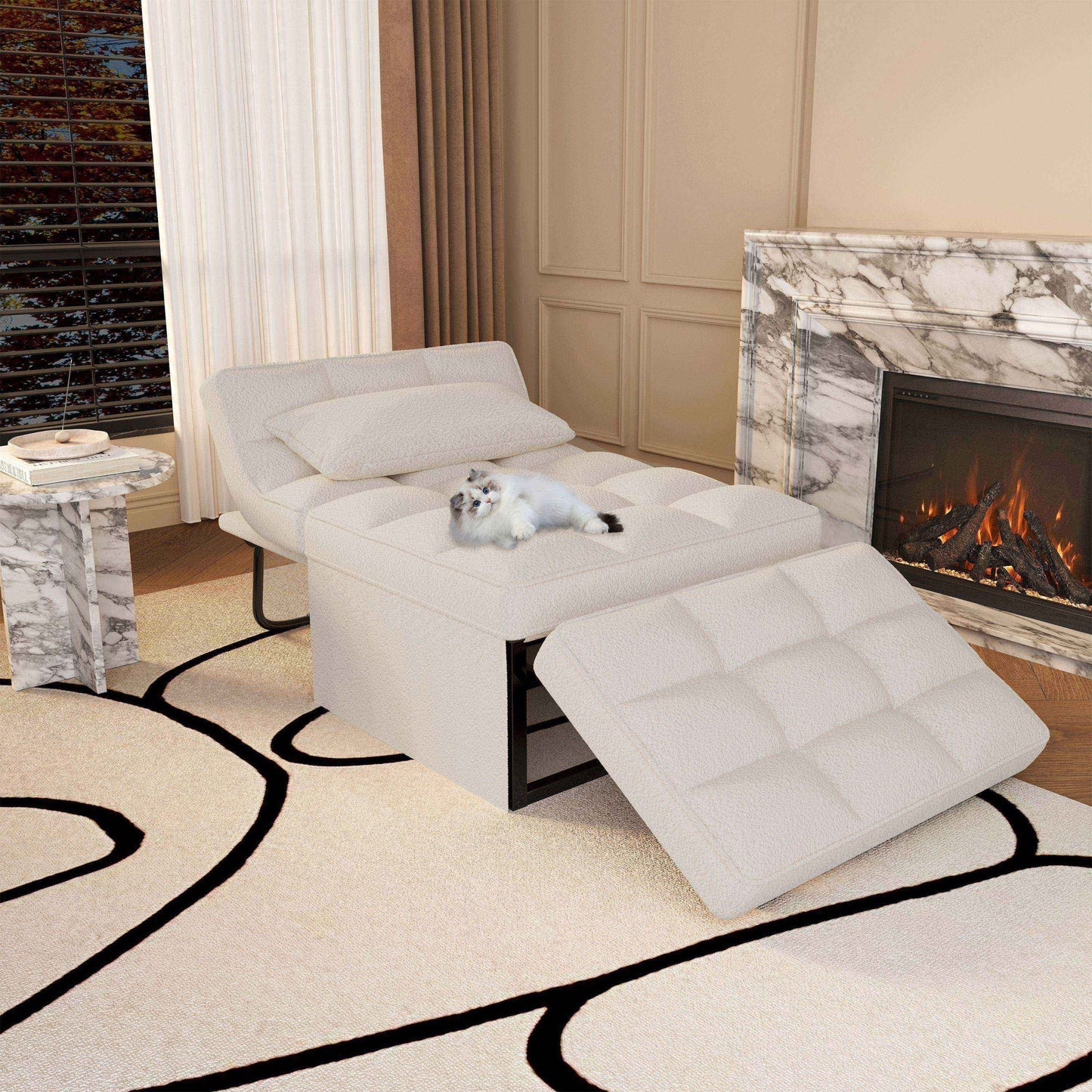 Convertible Sofa Bed Sleeper Sofa Chair Couch Folding Ottoman Recliner Chairs for Living Room