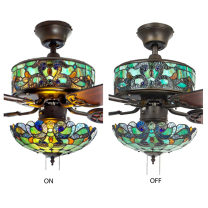 Copper Grove Guasipati 52-inch Tiffany-style Magna Carta Ceiling Fan - 52L x 52W x 16.5