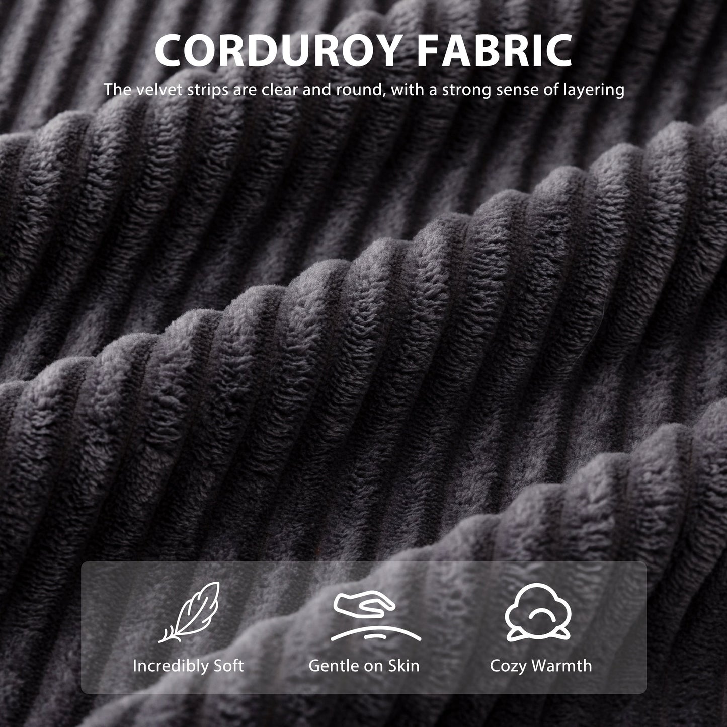 Corduroy Upholstered Memory Foam Sofa With Ottoman Upholstered Bean Bag Couch - 48.4Lx67.7Wx24.4H