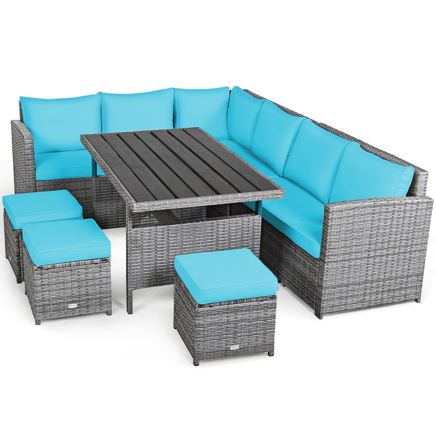 Costway 7 PCS Patio Rattan Dining Set Sectional Sofa Couch Ottoman - See Details