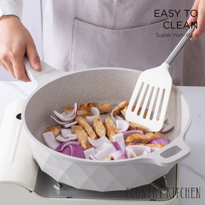 Country Kitchen Non-Stick Cast Aluminum Cookware Set - Durable Kitchen Cookware for Everyday Cooking, 6-11 Pc