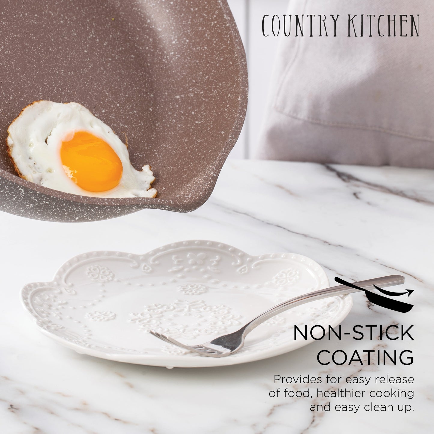 Country Kitchen Non-Stick Cast Aluminum Cookware Set - Durable Kitchen Cookware for Everyday Cooking, 6-11 Pc