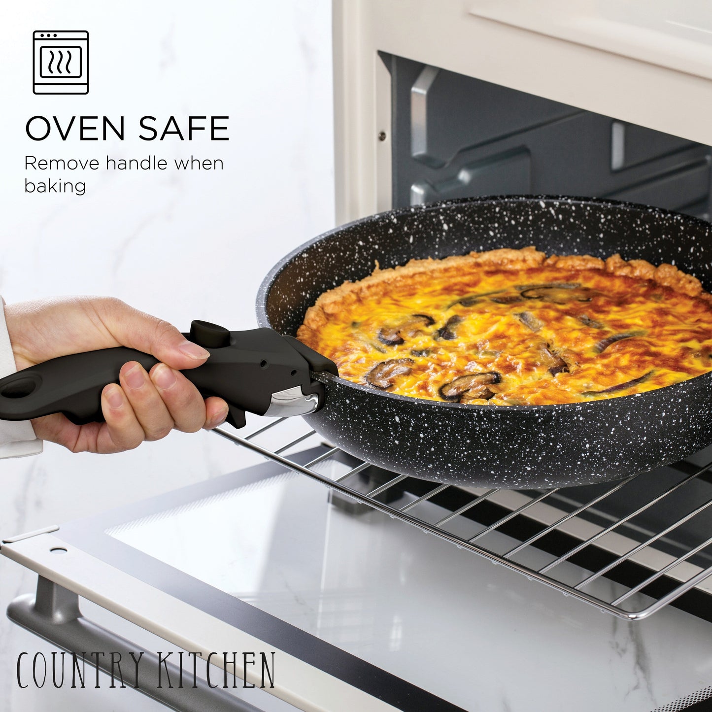 Country Kitchen RV Cookware- 13 Piece Aluminum Pots and Pans with Removable Handle Oven Safe