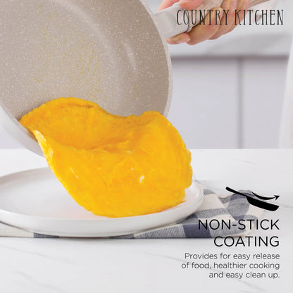 Country Kitchen RV Cookware- 13 Piece Aluminum Pots and Pans with Removable Handle Oven Safe