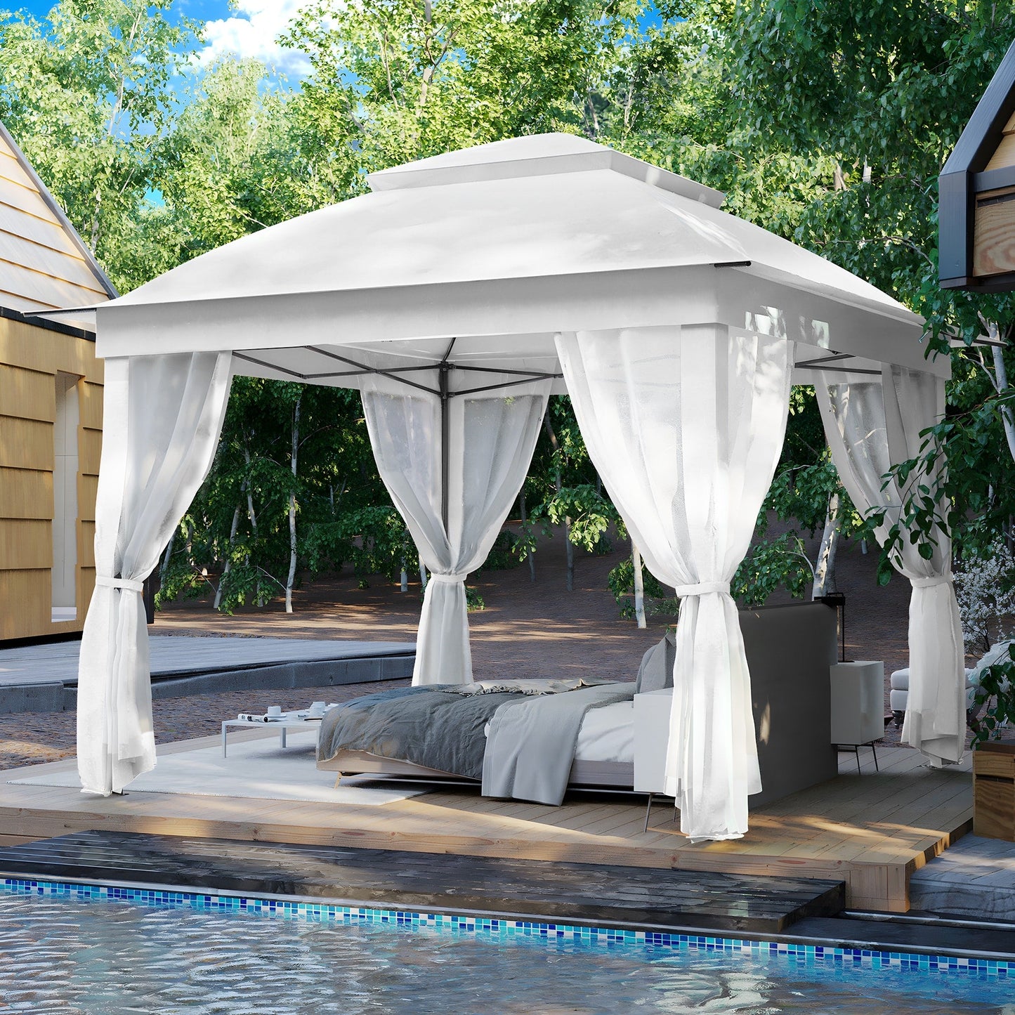 Cozywor 11 ft. x 11 ft. Pop-Up Steel Gazebo with Mosquito Netting