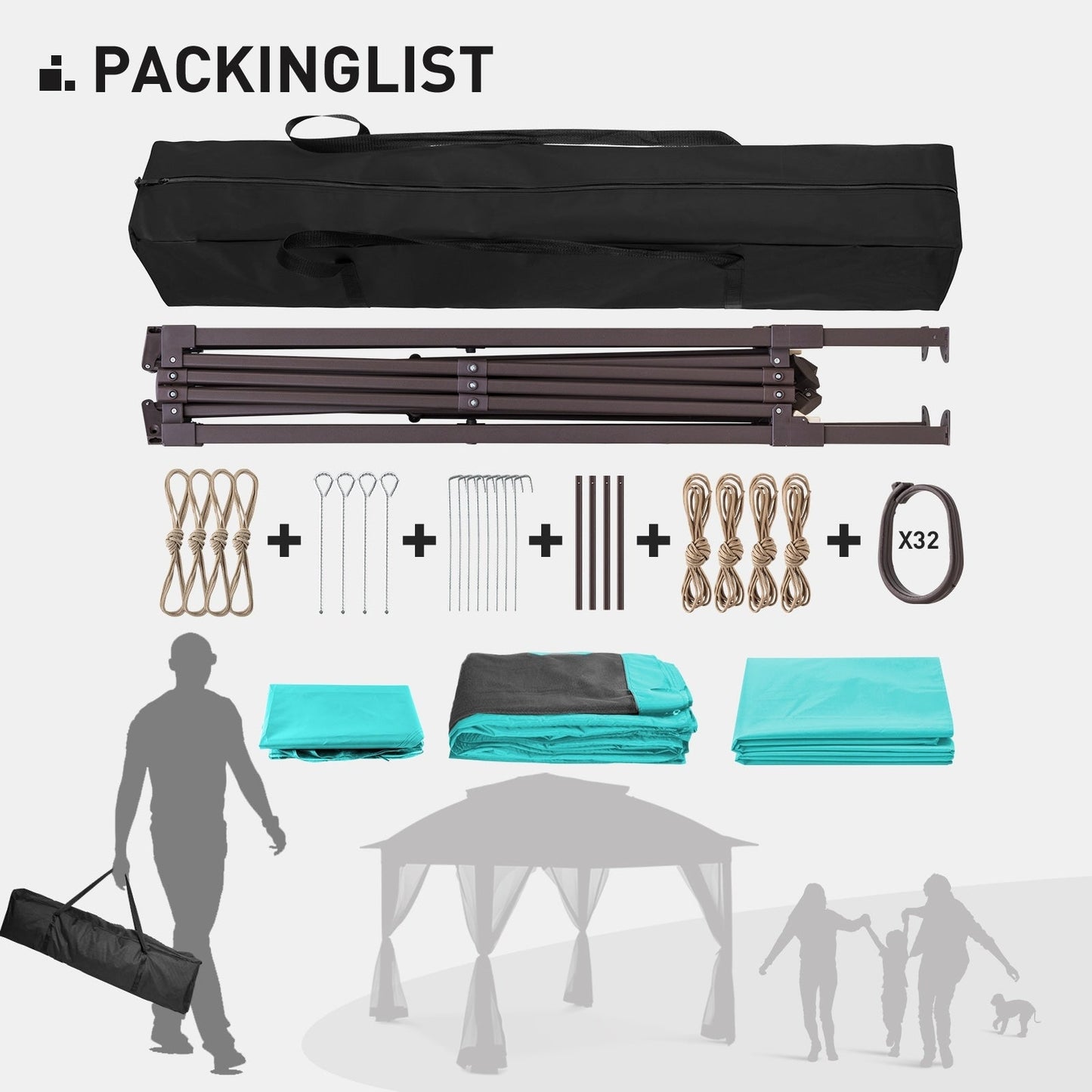 Cozywor 11 ft. x 11 ft. Pop-Up Steel Gazebo with Mosquito Netting