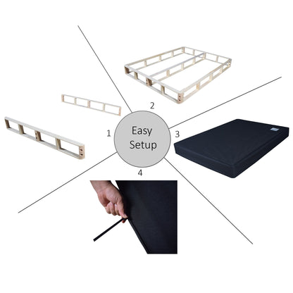 CraftPorch Solid Wood 8-Inch Box Spring Foundation with Wood Slats