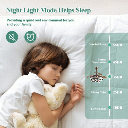 Cusp Barn 42 Retractable Ceiling Fan with Lights and Remote DIY Shape Fandelier Modern Silent DC Motor LED Ceiling Light