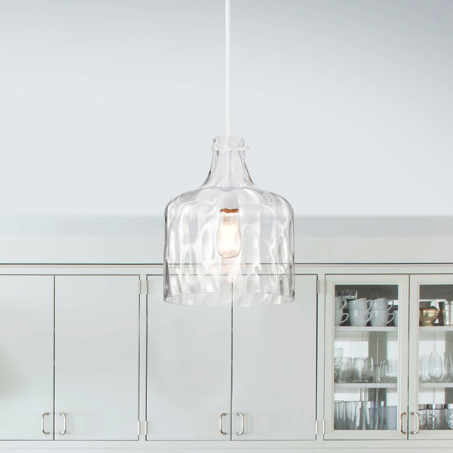 Daelan Clear Dimpled Glass Single Light Pendant Light - 12in