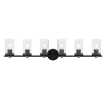 Decatur 6-light Modern Farmhouse Black/ Gold Bathroom Vanity Light with UL Certified