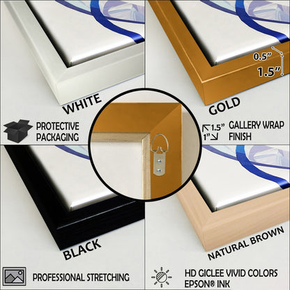 Designart Abstract Geode Gold And Blue Marble Shape III Modern Geometric Framed Canvas Art Print - 3 Panels