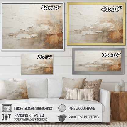 Designart Beige And Brown Paint Fusion Abstract Painting Framed Wall Art Living Room