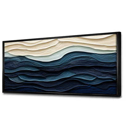 Designart Blue And White Coastal Wave S Edge Coastal Minimalism Blue Wall Decor Coastal Living Room Framed Canvas Art