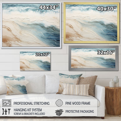 Designart Modern Blue And Beige Sand Aerial View V Coastal Beach Sand Wall Art