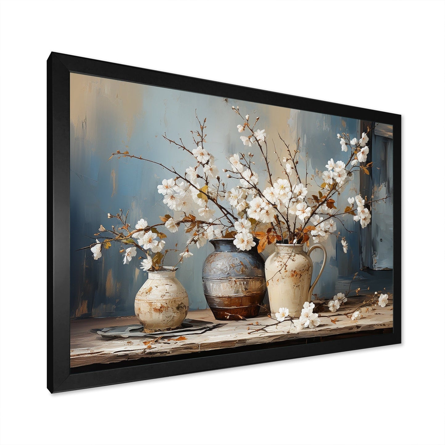Designart Pottery And Flowers Still Life I Landscape Trees Framed Canvas Art Print
