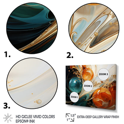 Designart White Blue And Orange Ink Storm III Abstract Painting Blue Wall Decor Modern Bedroom Framed Canvas Wall Art