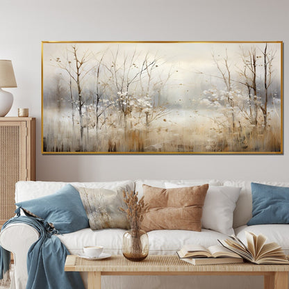 Designart Winter Meadow View Calmness II Meadow Grey Wall Decor - Traditional Bedroom Framed Canvas Wall Art