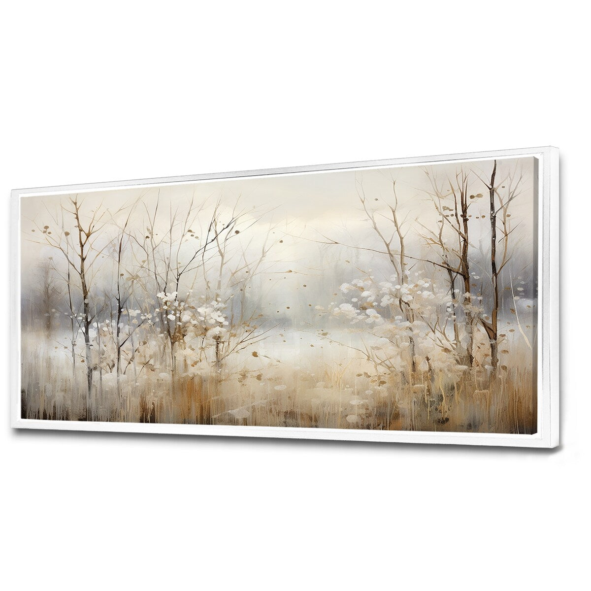 Designart Winter Meadow View Calmness II Meadow Grey Wall Decor - Traditional Bedroom Framed Canvas Wall Art