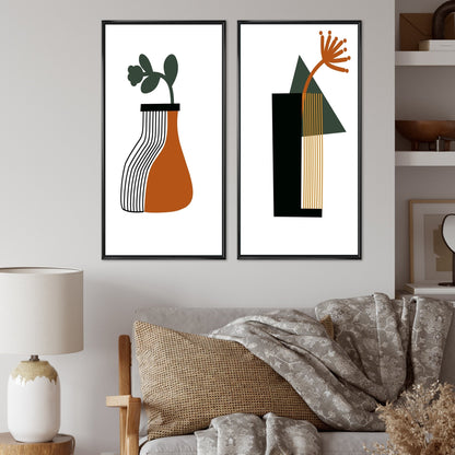 Designart Bohemian Mid Century Geometric Typography VI Geometric Framed Art Set of 2 Pieces