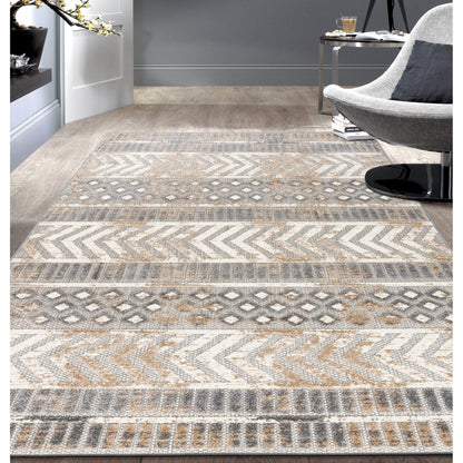 World Rug Gallery Distressed Geometric Indoor/Outdoor Area Rug