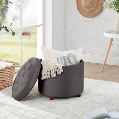 Donovan Tufted Round Storage Ottoman
