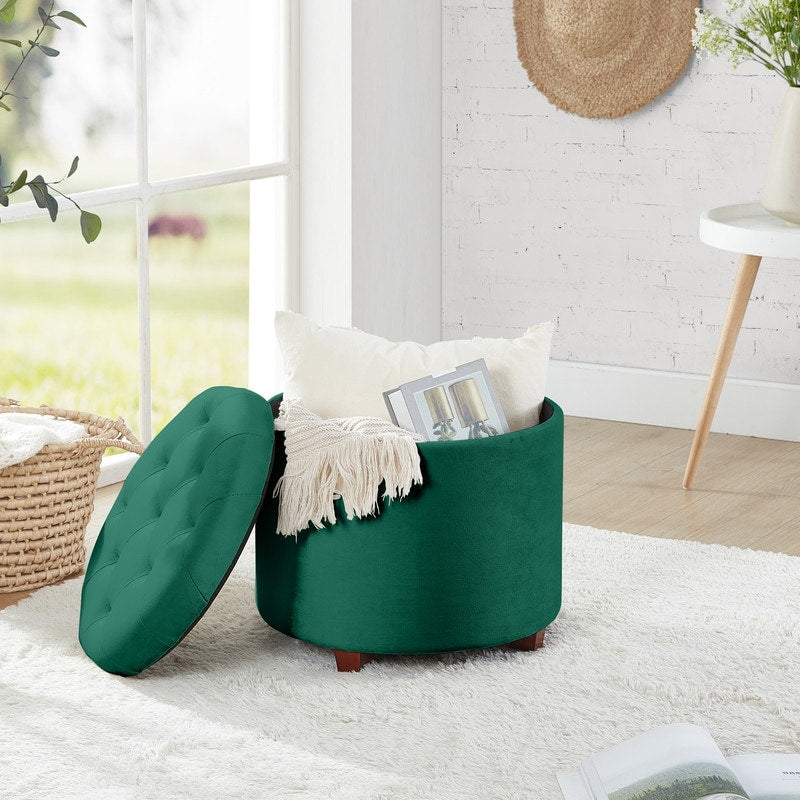 Donovan Tufted Round Storage Ottoman