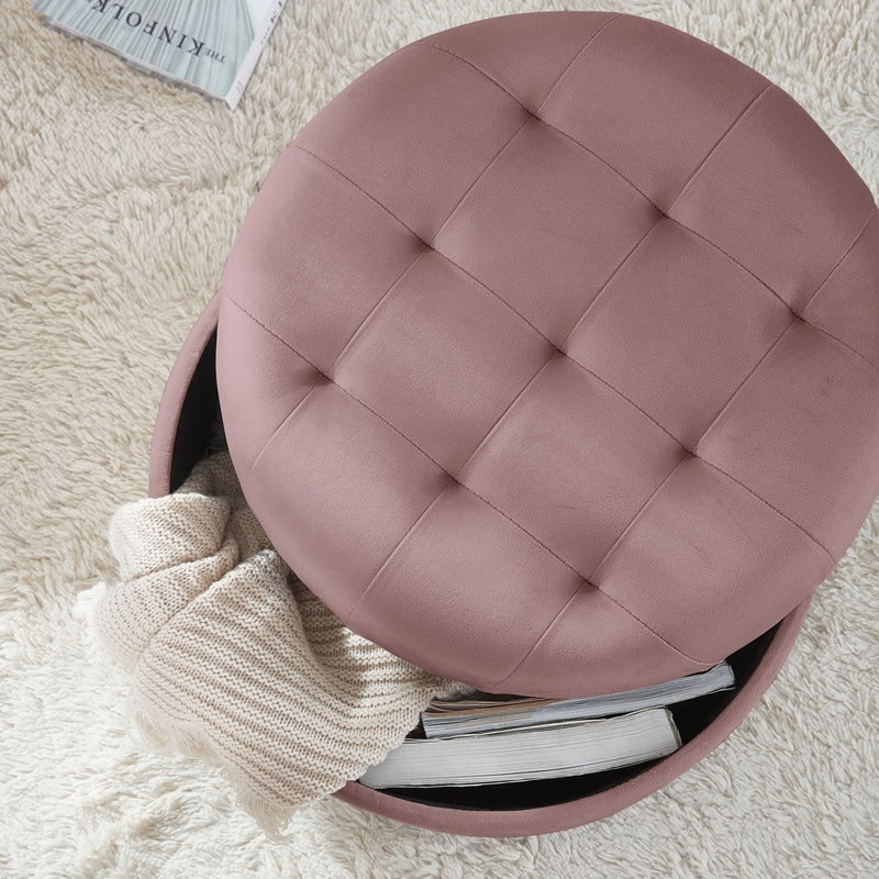 Donovan Tufted Round Storage Ottoman