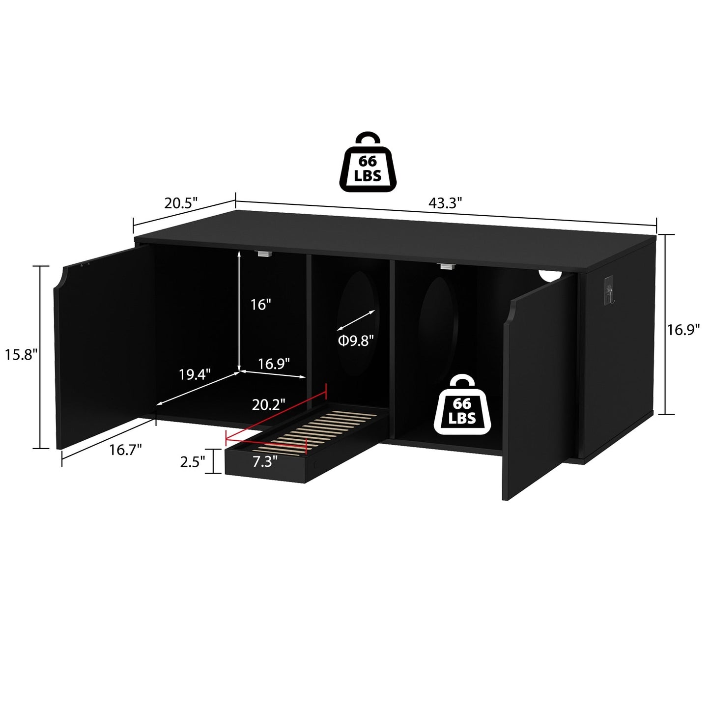 Dual-Compartment Cat Litter Box Enclosure Multi-Functional Furniture