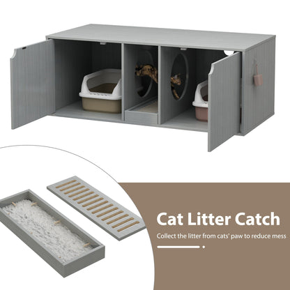 Dual-Compartment Cat Litter Box Enclosure Multi-Functional Furniture