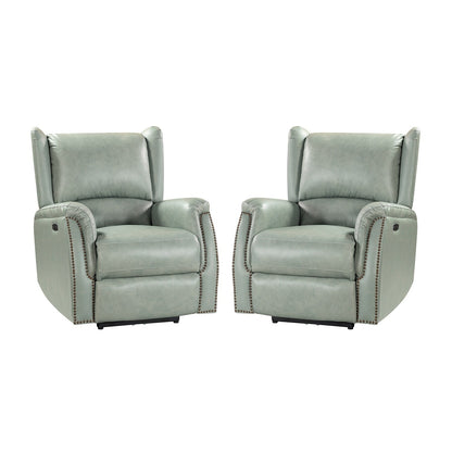 Eduardo Genuine Leather Power Recliner with USB Port Set of 2