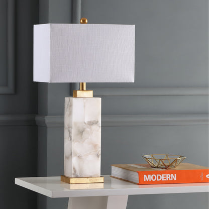Eloise 27.5 Alabaster LED Table Lamp, White/Gold Leaf by JONATHAN Y