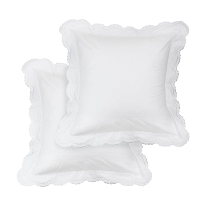 Embroidered Percale Crisp Cotton Double Scallopier Duvet Set and Sham